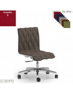 ROMBO R010 Poltrona schienale basso imbottito cuciture a "rombo", senza braccioli movimento a gas "A" ecopelle D SEIPO