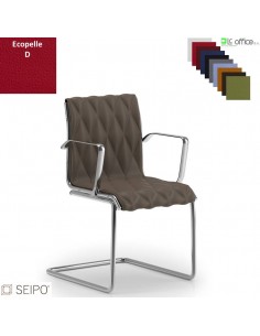 ROMBO R015 Poltrona a slitta imbottita cuciture a "rombo" con braccioli ecopelle D SEIPO