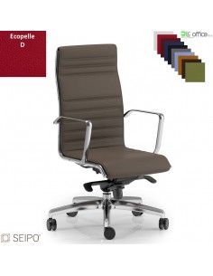 ROMBO R019 Poltrona schienale alto cuciture "lineari", braccioli movimento oscillante fulcro avanzato "D" ecopelle D SEIPO