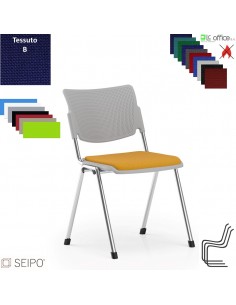 LAMIA LE01C Sedia fissa quattro gambe in acciaio cromato 7 colori per la struttura in polipropilene seduta imbottita tessuto B
