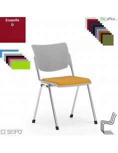 LAMIA LE01C Sedia fissa quattro gambe in acciaio cromato 7 colori per la struttura in polipropilene seduta imbottita ecopelle D