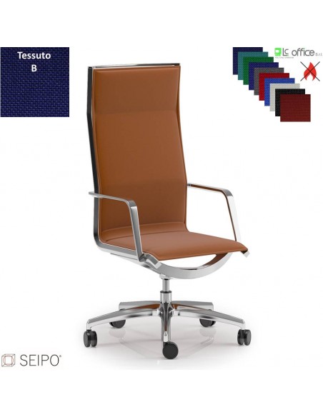 ALUMINIUM AL31 Poltrona schienale alto braccioli movimento 'AC' Seipo tessuto B CLASS 1IM