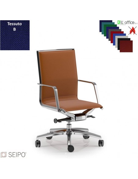 ALUMINIUM AL34 Poltrona schienale medio braccioli Movimento ‘AB’ Seipo tessuto B CLASS 1IM