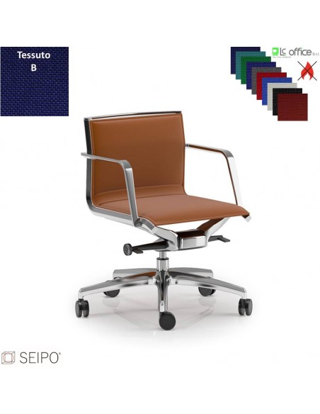 ALUMINIUM AL36 Poltrona schienale basso braccioli movimento ’AB’ Seipo tessuto B tessuto B CLASS 1IM