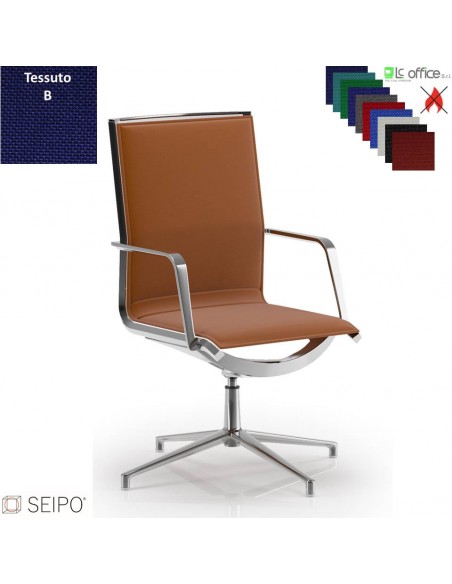 ALUMINIUM AL40 Poltrona schienale medio braccioli Movimento  ‘AC’ Seipo tessuto B CLASS 1IM