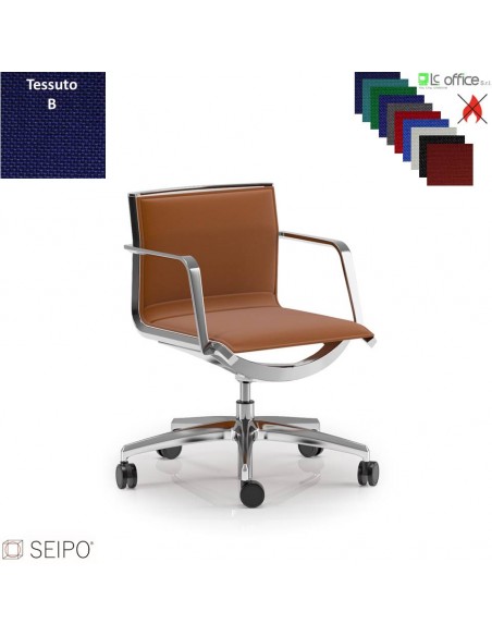 ALUMINIUM AL35 Poltrona schienale basso braccioli movimento ‘AC’ Seipo tessuto B CLASS 1IM