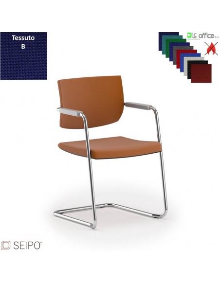 ALUMINIUM VS01 Poltrona Visitatore base a slitta cromata braccioli Seipo