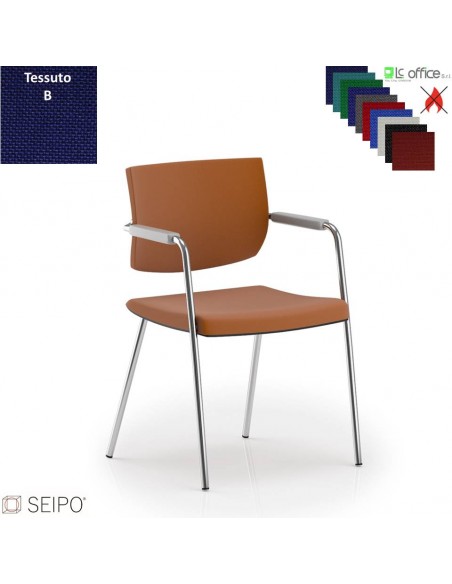ALUMINIUM VS02 Poltrona visitatore base 4 gambe cromate braccioli Seipo tessuto B CLASS 1IM