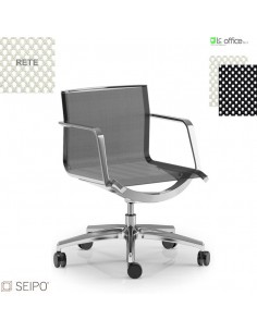 ALUMINIUM AL05 Poltrona operativa rivestimento in rete braccioli fissi movimento ‘BC’ Seipo