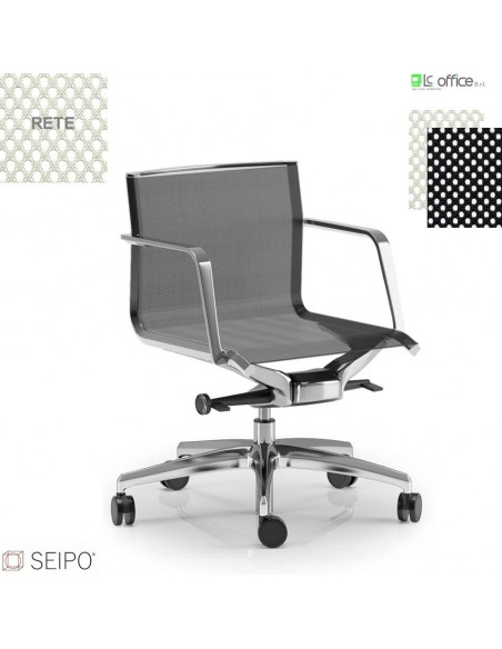 ALUMINIUM AL06 Poltrona operativa rivestimento in rete braccioli fissi movimento ‘AC’ Seipo