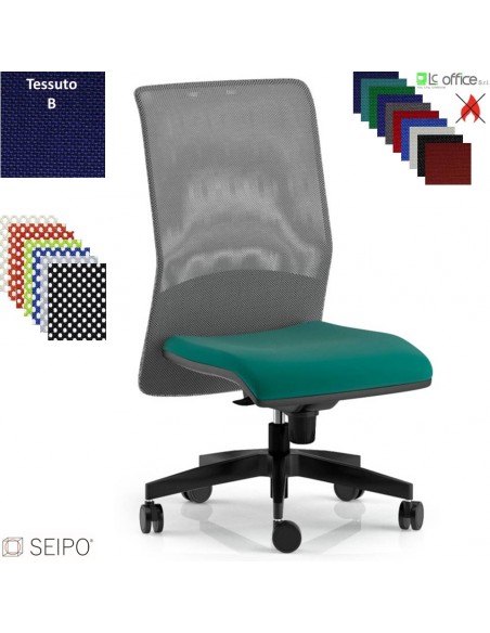 TRIADE TD55 Poltrona operativa senza braccioli movimento sincronizzato R4 schienale rete SEIPO Tessuto B classe 1IM