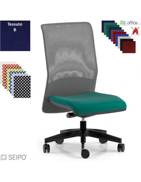 TRIADE TD56 Poltrona operativa senza braccioli movimento sincronizzato traslatore Z schienale rete SEIPO Tessuto B classe 1IM