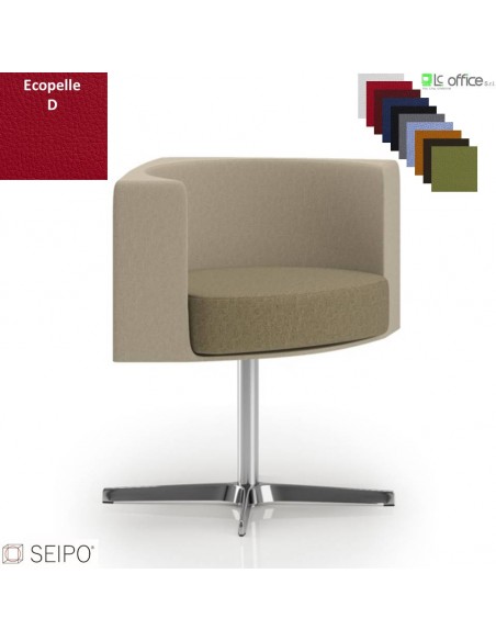 RS10 Poltrona attesa singola imbottita Base elevabile a gas 4 razze alluminio girevole SEIPO Ecopelle D