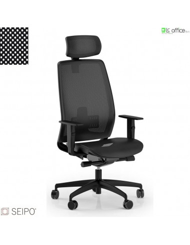 Wave W031 Poltrona sedile-schienale rete nera, poggiatesta, braccioli movimento sincronizzata con traslatore “Z” Seipo type 2