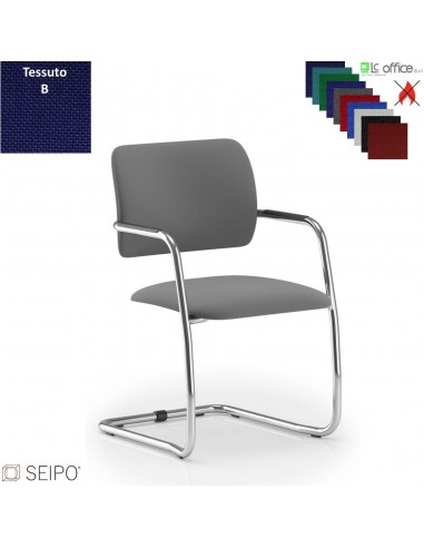 Wave W087 Poltrona schienale basso rivestito, slitta  cromata Seipo Type 2