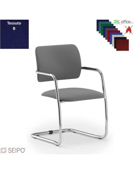 Wave W087 Poltrona schienale basso rivestito, slitta  cromata Seipo Type 2