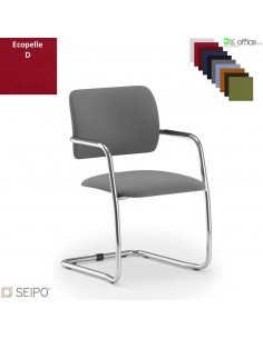 Wave W087 Poltrona schienale basso rivestito, slitta  cromata Seipo Eco-pelle D