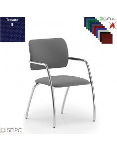 Wave W109 Poltrona schienale basso rivestito , 4 gambe cromate Seipo Tessuto B