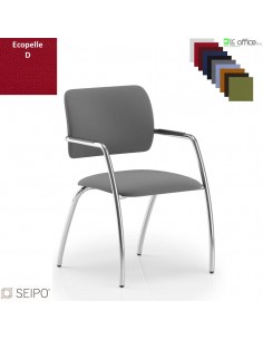 Wave W109 Poltrona schienale basso rivestito , 4 gambe cromate Seipo Eco-pelle D