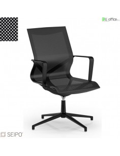 DARK D102 Poltrona in rete schienale basso braccioli e base 4 razze nera Seipo