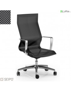 DARK D103 Poltrona in rete schienale alto braccioli be base alluminio movimento oscillante "G" Seipo