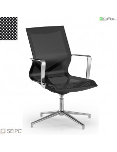 DARK D105 Poltrona in rete schienale basso braccioli in alluminio base 4 razze cromata Seipo