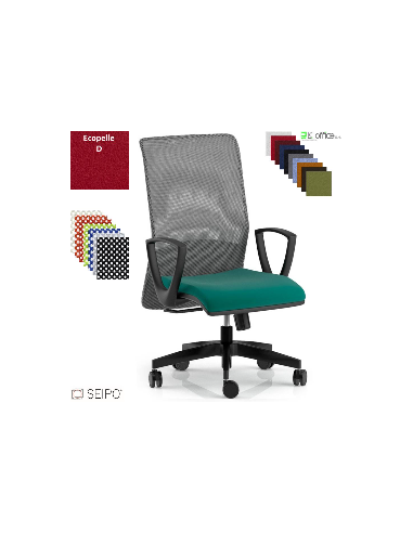 TRIADE TD51 Poltrona operativa braccioli fissi movimento sincronizzato R2 schienale rete SEIPO Ecopelle D