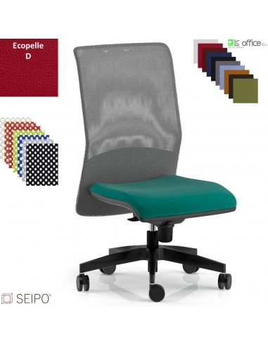 TRIADE TD55 Poltrona operativa senza braccioli Movimento sincronizzato R4 Schienale rete SEIPO Ecopelle D