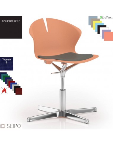 OVER EASY SOFT OV10 Sedia girevole visitatore Imbottita tessuto B 4 razze piana alluminio SEIPO Polipropilene