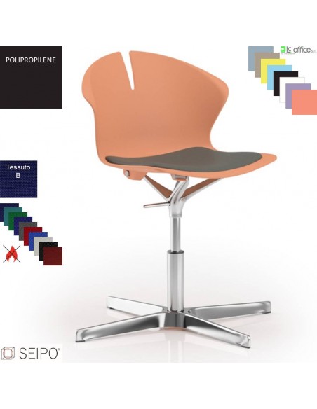 OVER EASY SOFT OV10 Sedia girevole visitatore Imbottita tessuto B 4 razze piana alluminio SEIPO Polipropilene