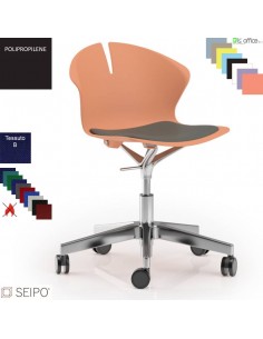 OVER EASY SOFT OV11 Sedia girevole visitatore Imbottita tessuto B 5 razze su ruote alluminio SEIPO Polipropilene
