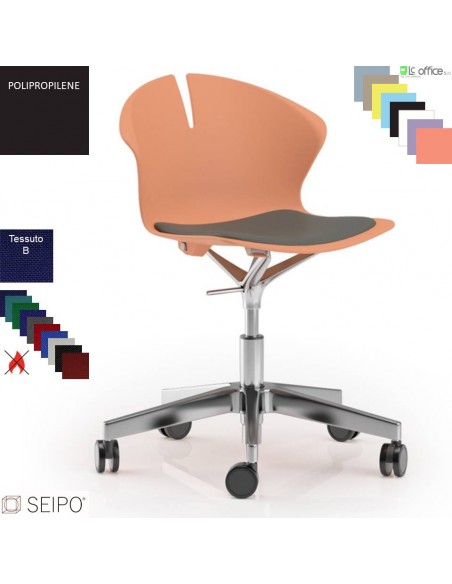 OVER EASY SOFT OV11 Sedia girevole visitatore Imbottita tessuto B 5 razze su ruote alluminio SEIPO Polipropilene