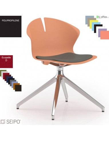 OVER EASY SOFT OV09 Sedia girevole visitatore Imbottita ecopelle D 4 razze piramidale alluminio SEIPO Polipropilene