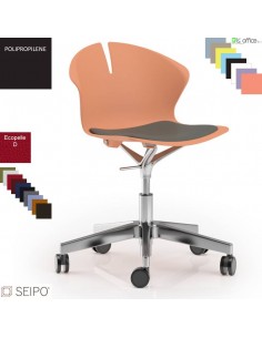 OVER EASY SOFT OV11 Sedia girevole visitatore Imbottita ecopelle D 5 razze su ruote alluminio SEIPO Polipropilene