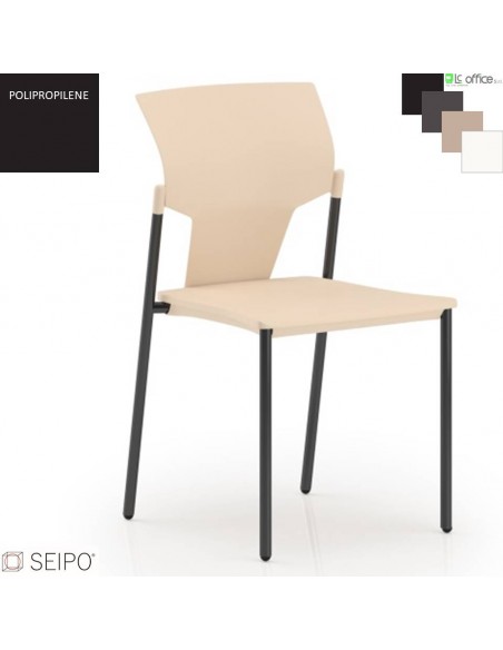 AKTIVA AK01N Sedia visitatore impilabile telaio acciaio nero 4 gambe acciaio SEIPO Polipropilene