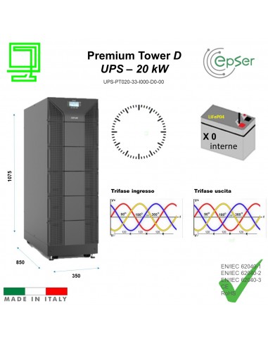 UPS Premmium Tower 20 Kw N°0 batterie trifase ingresso e uscita