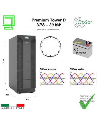 UPS Premmium Tower 30 Kw N°0 batterie trifase ingresso e uscita