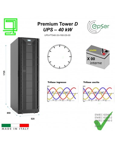 UPS Premmium Tower 40 Kw N°0 batterie trifase ingresso e uscita