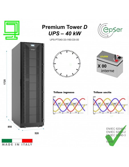 UPS Premmium Tower 40 Kw N°0 batterie trifase ingresso e uscita