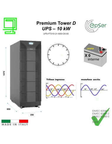UPS 10 Kw Premmium Tower N°0 batterie trifase ingresso e monofase in uscita