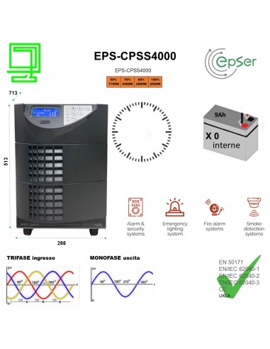 UPS CPSS4000 tower N°0 batterie  trifase ingresso e monofase in uscita - Epser