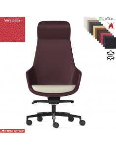 Metropolitan Poltrona direzionale oscillante fulcro avanzato multiblock reg. laterale base nylon in VERA PELLE