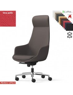 Metropolitan Poltrona direzionale con oscillante multiblock base alluminio in VERA PELLE