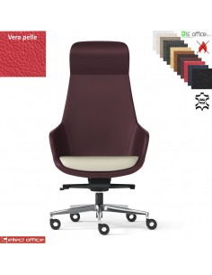 Metropolitan Poltrona direzionale oscillante fulcro avanzato multiblock regolazione laterale, base alluminio in VERA PELLE