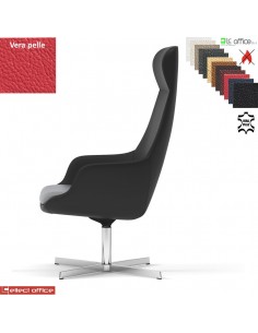 Metropolitan Poltrona direzionale con movimento armonico, base 4 razze alluminio in VERA PELLE