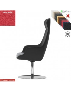 Metropolitan Poltrona direzionale con movimento armonico, base disco diam. 600 in acciaio inox in VERA PELLE