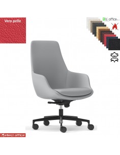 Metropolitan Poltrona semi-direzionale con oscillante multiblock base nylon in VERA PELLE