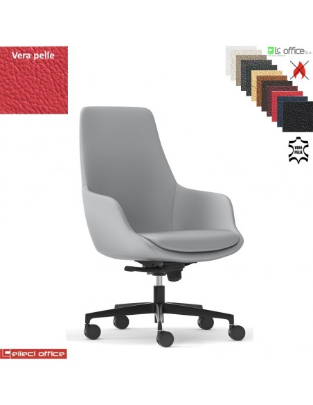 Metropolitan Poltrona semi-direzionale con oscillante multiblock base nylon in VERA PELLE