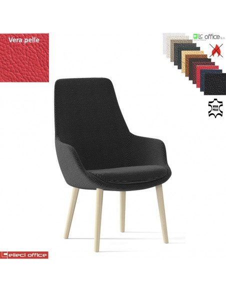 copy of Metropolitan Poltrona semi-direzionale girevole, base 4 razze alluminio in VERA PELLE