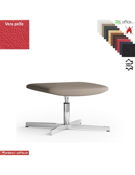 Maxima Pouf girevole, base a 4 razze in alluminio in VERA PELLE